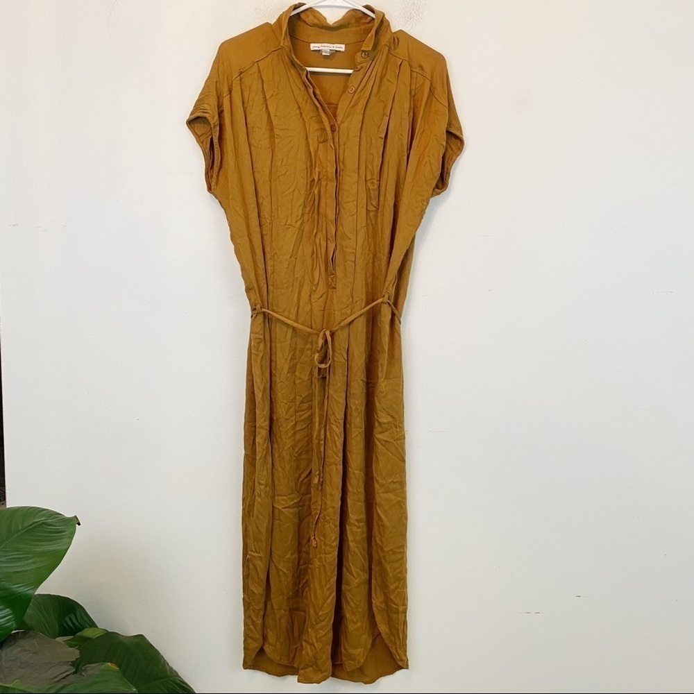 YOUNG FABULOUS & BROKE brown button down dress